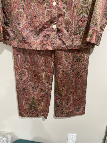 Conjunto de pijama de satén rosa cachemira Lauren Ralph Lauren para mujer sensación de seda talla pequeña - Imagen 3 de 12