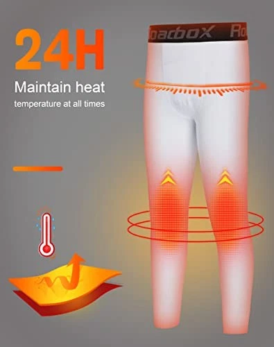  Boys Thermal Pants, 2 Pack Kids Fleece Lined Leggings, Medium Black+white - Image 4 of 4