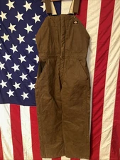 Dickies mens bib Insulated overalls Brass Zipper 12 Oz Sanded Duck Large NWT