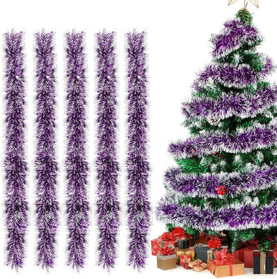 Lila Tinsel Girlanden 5er Set Weihnachtsdeko Baumdekoration Glänzend