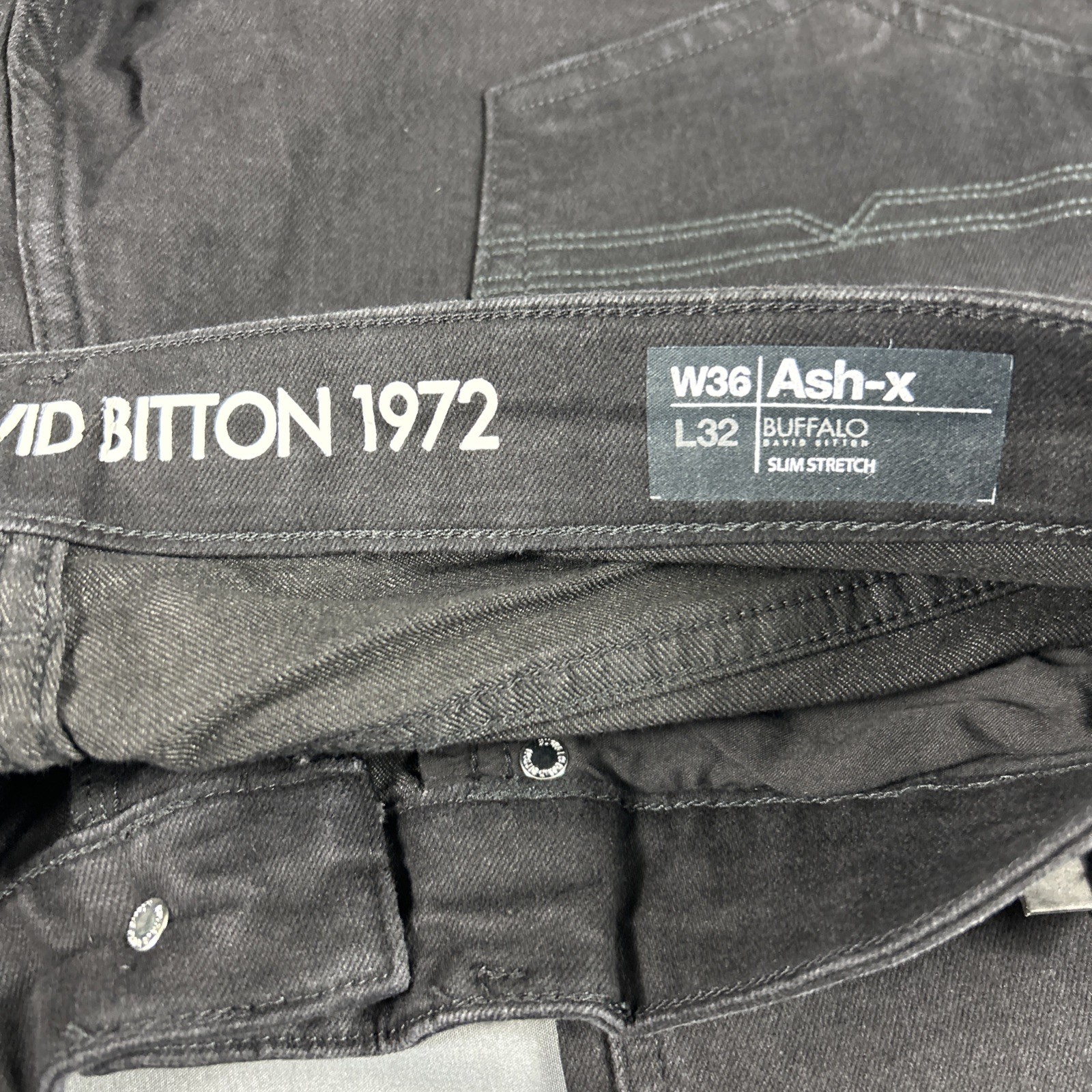 Buffalo David Bitton Jeans Ash X Slim Stretch 36 x 32 Black Rinse NWT MSRP $109
