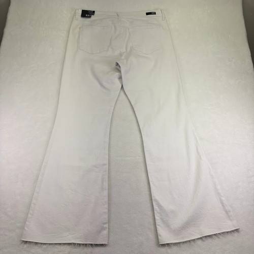 KUT from the Kloth Stella High Rise Flare Fab AB Raw Hem White Denim Jeans 14 - Picture 2 of 12