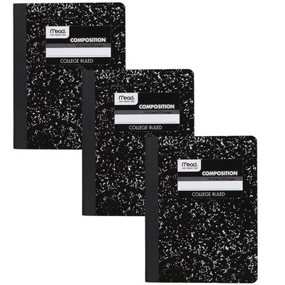 Composition Notebooks, 3 Pack, Wide Ruled Paper, 9-3/4'' x 7-1/2'', Pack of 3