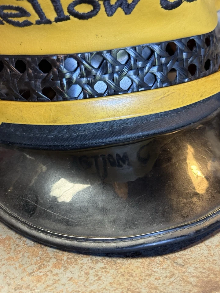 Uniforme de conductor de compañía de cabina amarilla vintage sombrero de cuero marca Lancaster talla 7 1/8 Foto 3 de 4