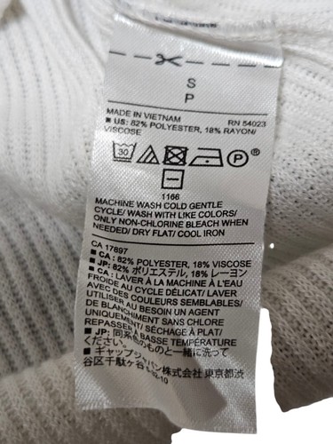 Camiseta para mujer Banana Republic blanca ajustada de punto acanalado Henley manga larga S - Imagen 7 de 7