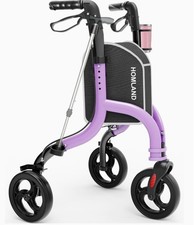 3 Wheel Rollator Walker For Seniors Lightweight Foldable All-Terrain Non-Slip...