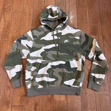 Mens Nike Sportswear Club Sweatshirt Hoodie CJ4539-222 Green Camo sz S