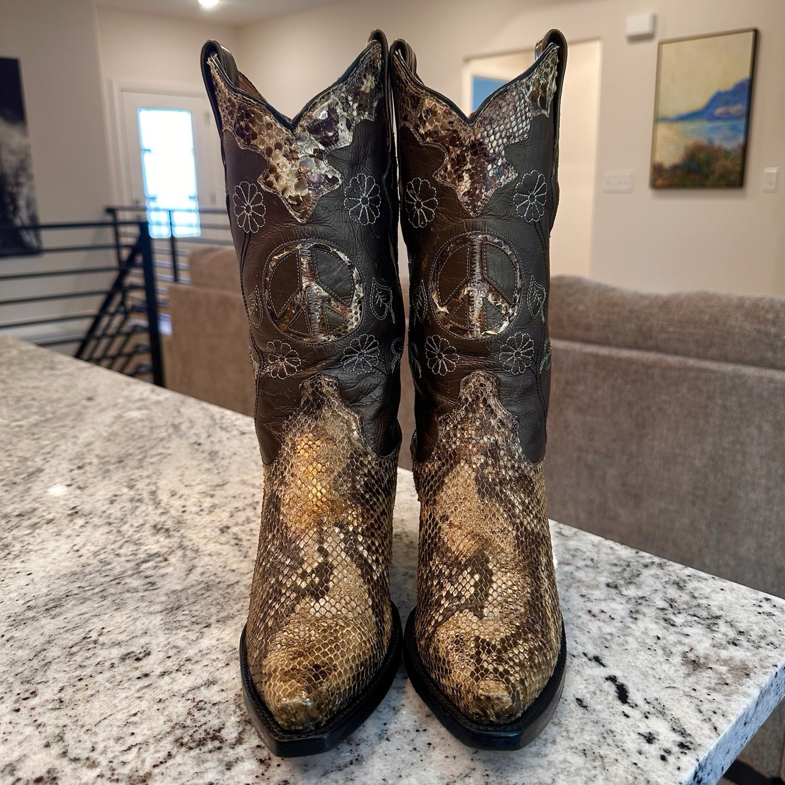 Resistol by Lucchese Python Boots 7 B Womens Cowg… - image 8