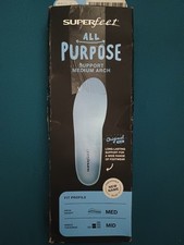Superfeet All-Purpose Support Medium Arch Insoles Blue Size J Juniors 11.5-13