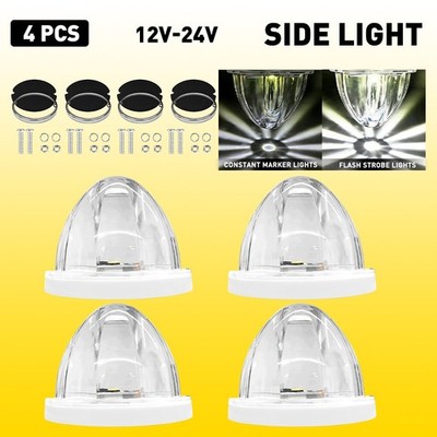 4X Upper Lower For Semi Trucks UTEs 12V-24V White LED Watermelon Side Light EXV