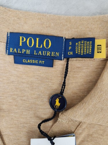 Polo Ralph Lauren Classic Fit Soft Touch V-neck Brown Polo Shirt Men's Small New - Picture 6 of 10