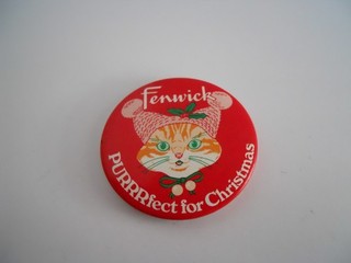 Christmas Cat Fenwick Purrrfect for Christmas department store v'tg pin badge