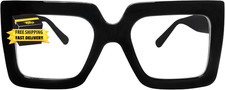 Oversized Square Blue Light Glasses Big Frame Computer Eyewear Thick Fashion Cle