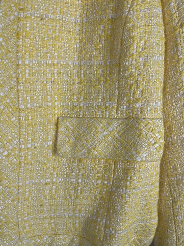 CYNTHIA ROWLEY Blazer Open Textured Tweed Yellow Size Medium Cotton Blend NWT - Picture 3 of 5