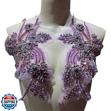 JRYYR 1 Pair of Handmade Rhinestone Applique, 26.5  18cm Purple Applique for
