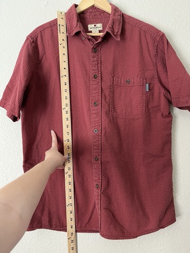 Woolrich strukturiertes kurzärmliges Button Down Hemd Herren Large rot - Bild 6 von 6