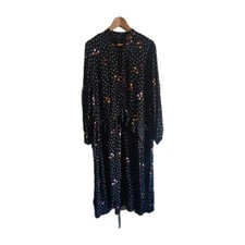 Marks and Spencer Black Floral Sell Out Midi Dress Size 10