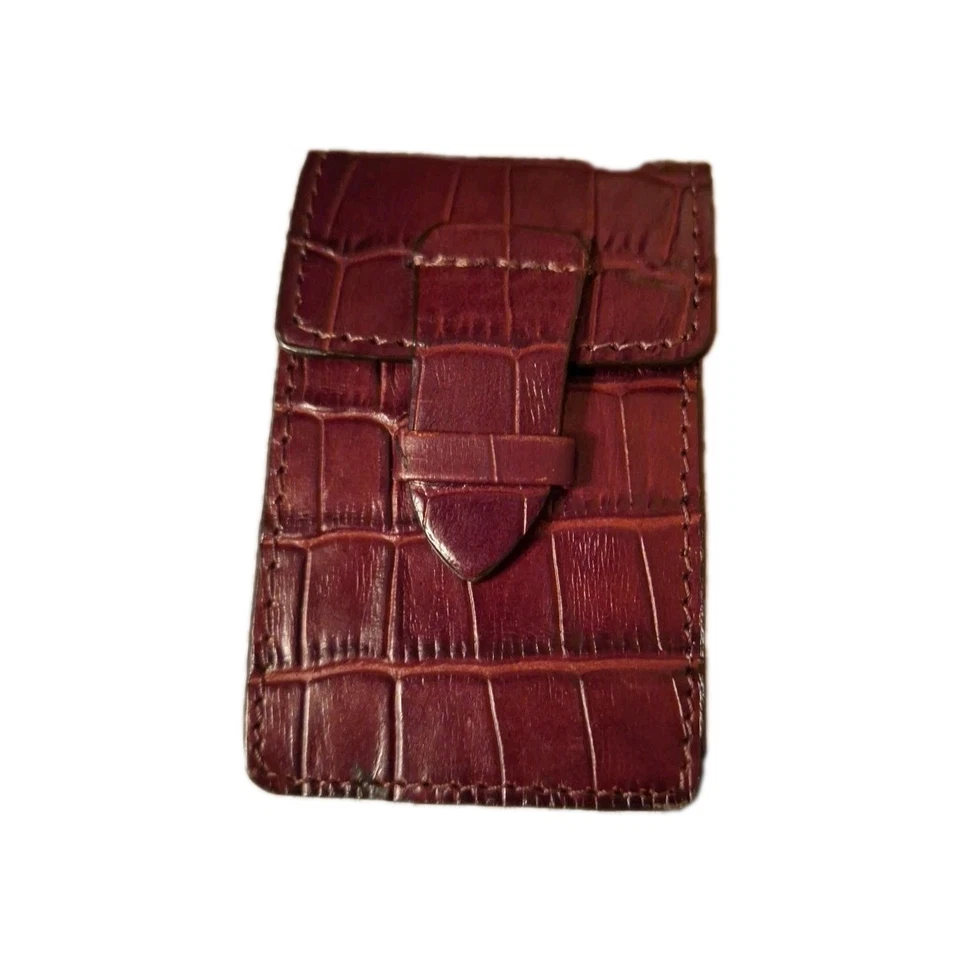 Mini afeitadora Perry Ellis con estuche de cuero en relieve de cocodrilo enciende tocador vintage Foto 3 de 4