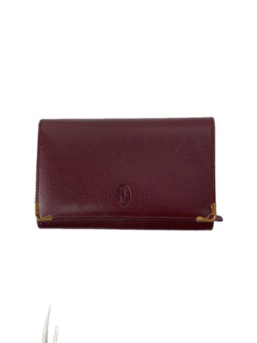 Cartier Bi fold Wallet Red Plain Women s