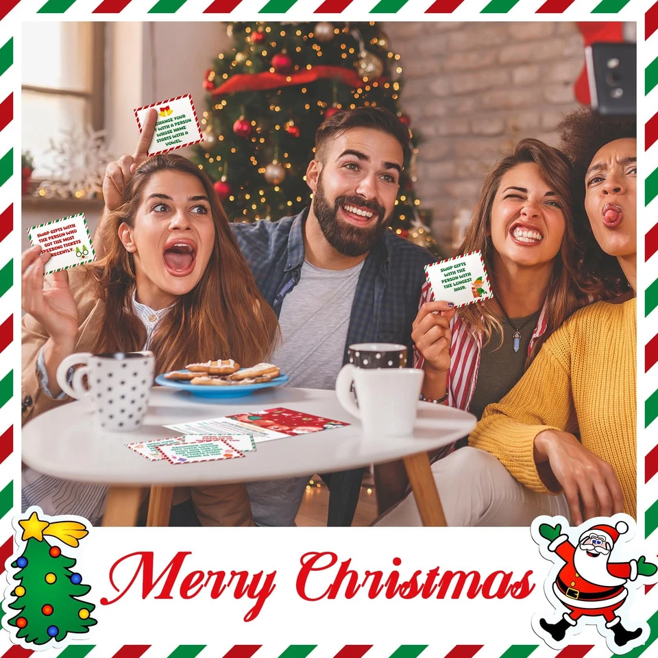 61 Piezas Tarjetas de Regalo de Juego de Intercambio de Navidad Elefante Blanco Tarjetas de Intercambio de Regalo... Foto 4 de 4