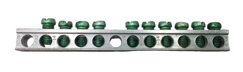 Eaton 12 Position 4-14 AWG 120/240V Grounding Bar 4 1/4" x 1/2" - Picture 2 of 10