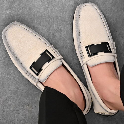 Hombres Cuero Genuino Zapatos para Conducir Talla Grande Suave Sin Cordones Mocasines Tenis Planos - Imagen 7 de 19