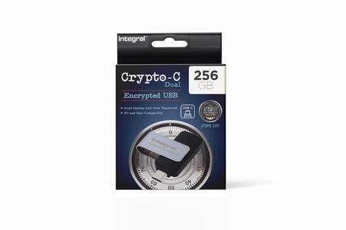256GB Crypto-C Dual Clé USB Flash Cryptée Chiffrement Matériel AES-XTS 256-Bi...