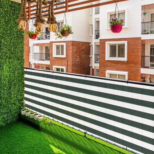 Paralume in tessuto per recinzione privacy ponte 3 piedi verde con striscia - Foto 8 di 13