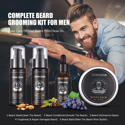 Kit Barbe Homme Complet 12 En 1 Kit De Soin Barbe Homme Avec Rouleau Barbe Conte - Imagen 3 de 11