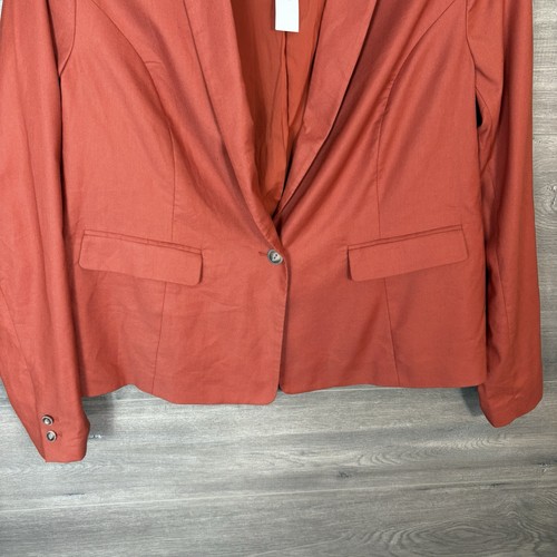 Long Tall Sally Women's Size 20 Linen Blazer Stretch Suit Jacket Brick Orange - Picture 3 of 9