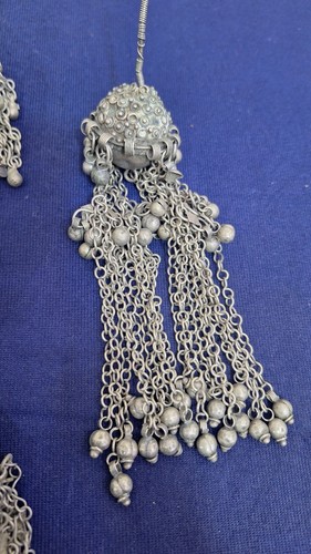 Lot X5 Antique Silver Yemeni Bedouin Tassels handmade 228G - Picture 7 of 11