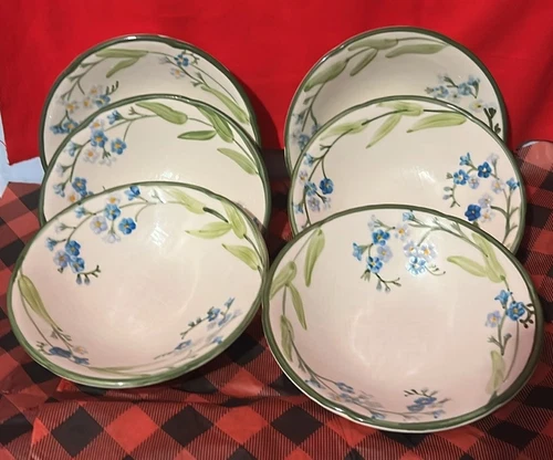 RARE VINTAGE FRANCISCAN FORGET- ME- NOT    Coupe Cereal Bowl-Set Of 6