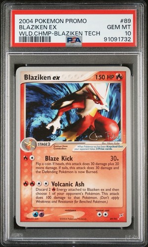 2004 Pokemon Card PSA 10 Blaziken Ex Magma Aqua 89 World Championships Promo