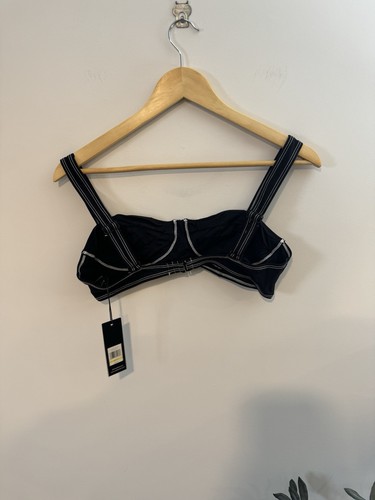Dolce Vita Bam Bam Bralette Bikini Top Black Contrast Stitch Sz Medium NWT - Picture 8 of 9