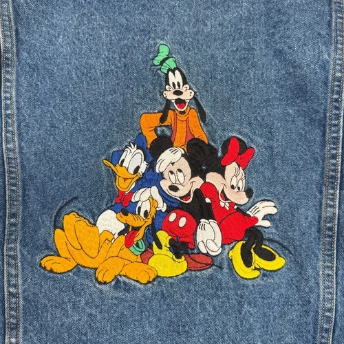 Vintage Disney Store Denim Jacket Embroidered Mickey, Minnie, Characters image 3