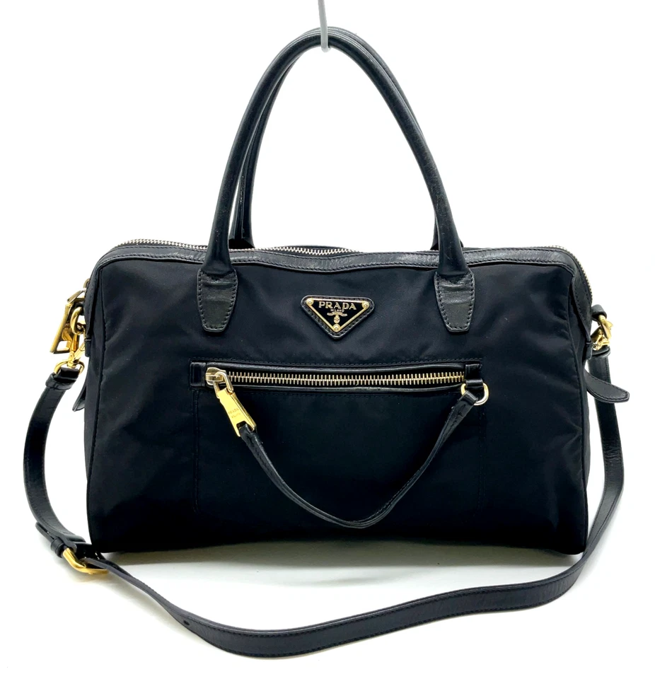 Auth PRADA Triangle Logo Nylon Black 2Way Shoulder Bag W/Dustbag NS120017 - Image 2 of 4