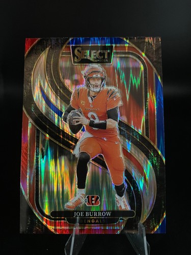 Panini Select Joe Burrow Premier Level 2024 rojo y azul Prizm Shock #127 Bengals - Imagen 2 de 6