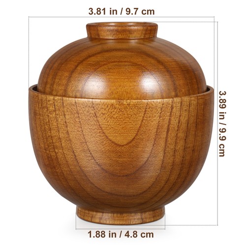 2 Pcs Wooden Bowl Soup Cute Japanese 8 Inch Bowls Serving with Lids Miso - Bild 5 von 12