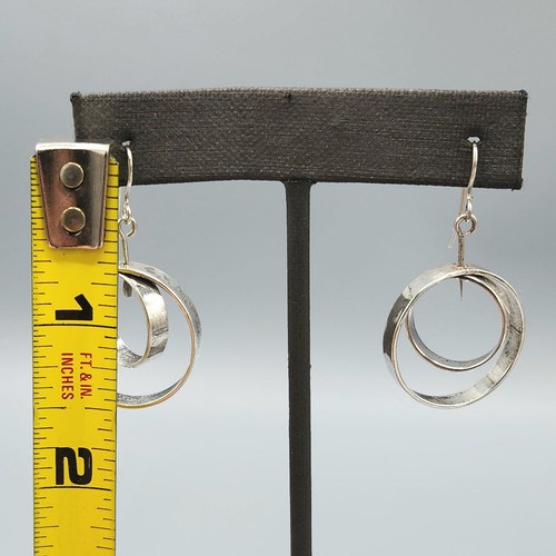 Massive Sterling Silber Doppel Creolen Kreis Mobile Orbital Haken Ohrringe 6,8 g - Bild 6 von 9