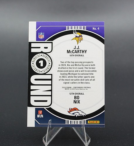 JJ McCarthy/Bo Nix #4 2024 Panini Contenders números redondos [RC] - Imagen 2 de 2
