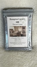 Hampton Luxury 500 Thread Count 2-Pillowcase Set - 100 Cotton - Solid Gray