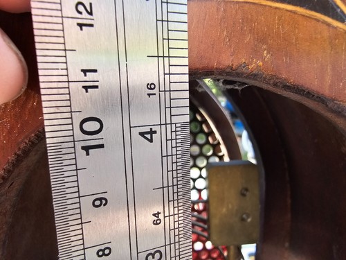 Antique French mantle clock case LANCET shape, boxwood stringing, clean and qual - Picture 10 of 16