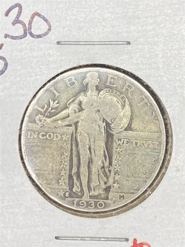1930 S Standing Liberty Quarter 25 Cents 90% Silver SAN FRANCISCO Mint Coin