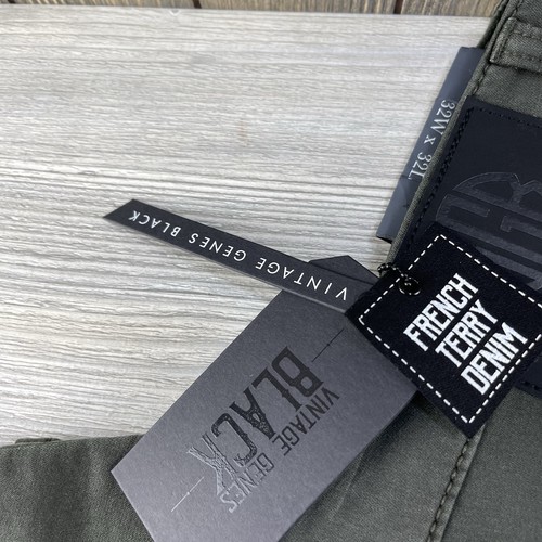 Jeans Vintage Genes Nero Uomo 32x32 Oliva Slim Fit Elasticizzato French Terry Denim - Foto 5 di 20
