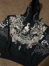 CIVIL REGIME Burning Rose Regime Hoodie In Black Size M