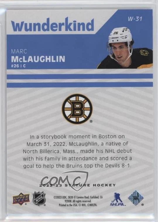 2022-23 Upper Deck Stature Wunderkind Blue /15 Marc McLaughlin #W-31 Rookie RC - Image 2 of 2