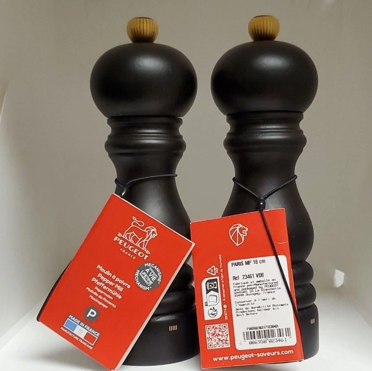 Set of 2 - Peugeot 23461 Paris u'Select Beechwood Pepper Mill, Chocolate, 7-inch