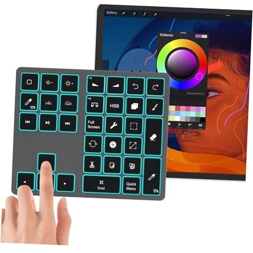 Updated Backlit Bluetooth Keypad for iPad Procreate Compatible iOS 17 or Later - 第 1/7 張圖片