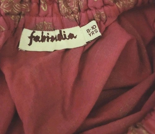 FABINDIA Pink Gold A-Line Girls Full Skirt size 8-10 years Fancy Party Special - Picture 6 of 8