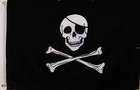Jolly Roger Pirate Flag 2' X 3' Skull And Crossbones - Eye Patch - Black & Wh